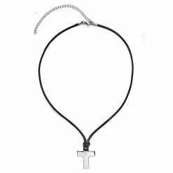 Lucleon Gravel | Silver-Tone Stainless Steel Cross & Black Cord Necklace -MEN NECKLACES shop 17 2 copy 11