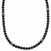 Waykins Wave | Silver-Tone & Dark Grey Wood Surfer Beaded Necklace -MEN NECKLACES shop 17665 01 1