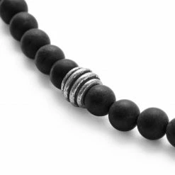 Waykins Wave | Silver-Tone & Dark Grey Wood Surfer Beaded Necklace -MEN NECKLACES shop 17665 03 1