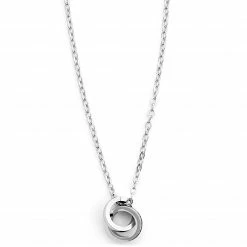 Fort Tempus Silver-Tone Stainless Steel Linked Ring Cable Chain Necklace