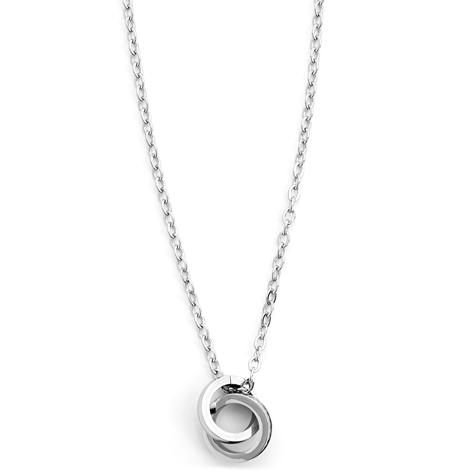 Fort Tempus Silver-Tone Stainless Steel Linked Ring Cable Chain Necklace 3 Fort Tempus Silver-Tone Stainless Steel Linked Ring Cable Chain Necklace
