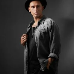 Arkai Orisun | Silver-Tone Stainless Steel & Black Onyx Box Chain Necklace -MEN NECKLACES shop 18 1 24642