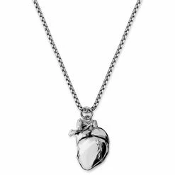 Otsu Egan | Silver-Tone Stainless Steel Heart Box Chain Necklace