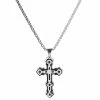 Fort Tempus Silver-Tone & Black Stainless Steel Three-Layered Cross Box Chain Necklace -MEN NECKLACES shop 18 1 copy 13