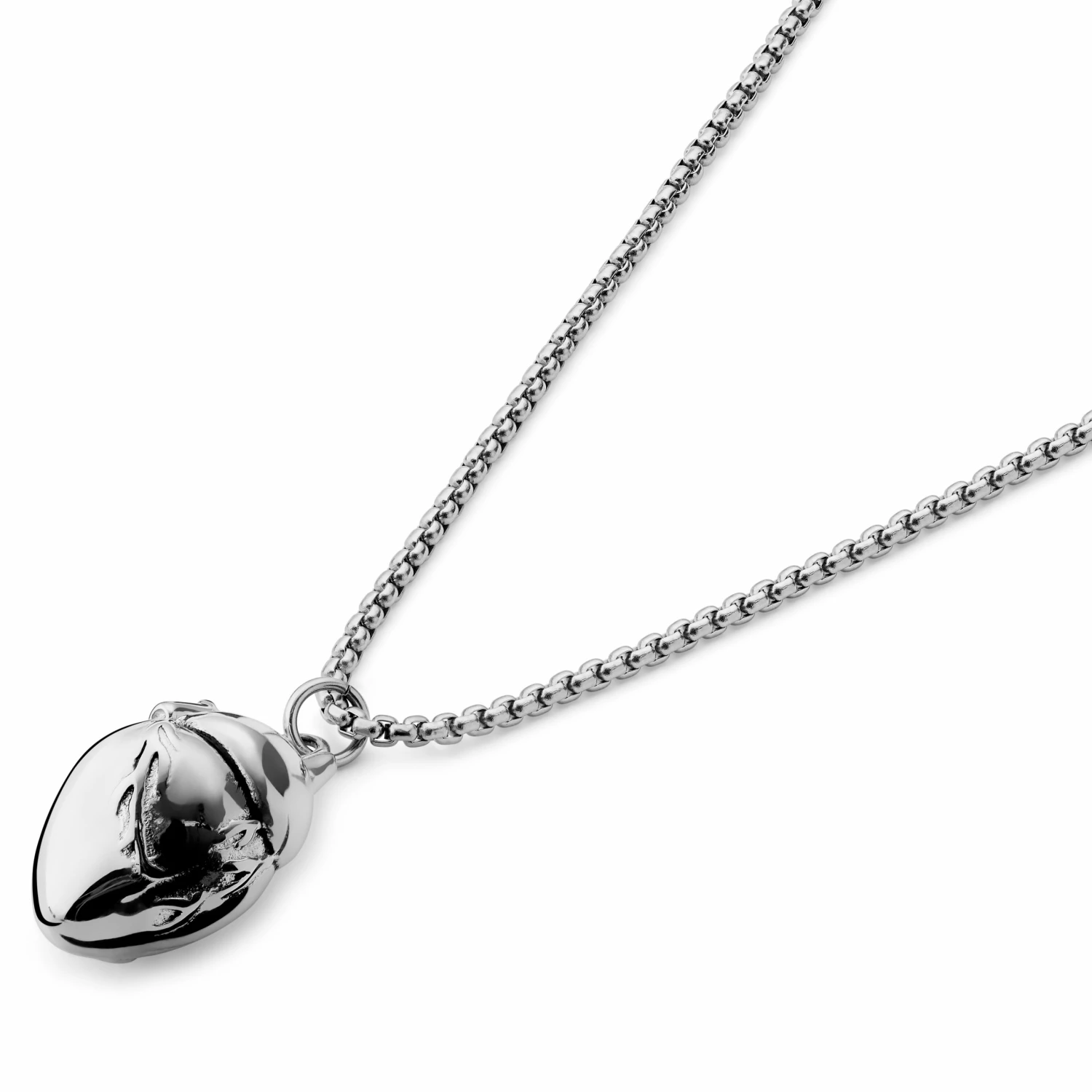 Otsu Egan | Silver-Tone Stainless Steel Heart Box Chain Necklace 6 Otsu Egan | Silver-Tone Stainless Steel Heart Box Chain Necklace - Image 4