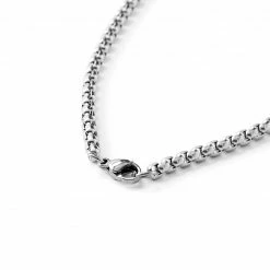 Fort Tempus Silver-Tone & Black Stainless Steel Three-Layered Cross Box Chain Necklace -MEN NECKLACES shop 18 5 copy 5