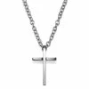 Lucleon Silver-Tone Stainless Steel With Bend Cross Cable Chain Necklace -MEN NECKLACES shop 18266 01
