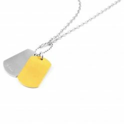 Fort Tempus Gold-Tone Gleaming Dog Tag Necklace -MEN NECKLACES shop 19 1 49
