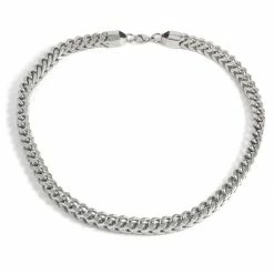 Fort Tempus 10 mm Silver-Tone Stainless Steel Cuban Chain Necklace