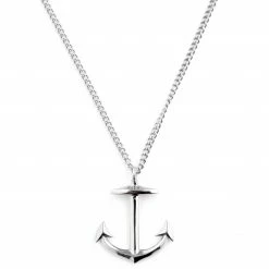 Lucleon Iconic | Silver-Tone Stainless Steel Anchor Curb Chain Necklace