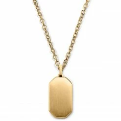 Lucleon Gold-Tone ID Dog Tag Cable Chain Necklace