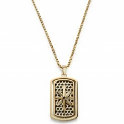 Lucleon Icarus | Gold-Tone Star Spinning Inner Dog Tag Box Chain Necklace