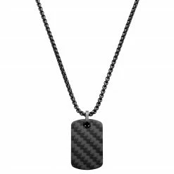 Seizmont Panther | Black Carbon Fiber Dog Tag Necklace