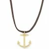 Lucleon Brown Leather With Gold-Tone Anchor Necklace -MEN NECKLACES shop 2 1 1 1 3