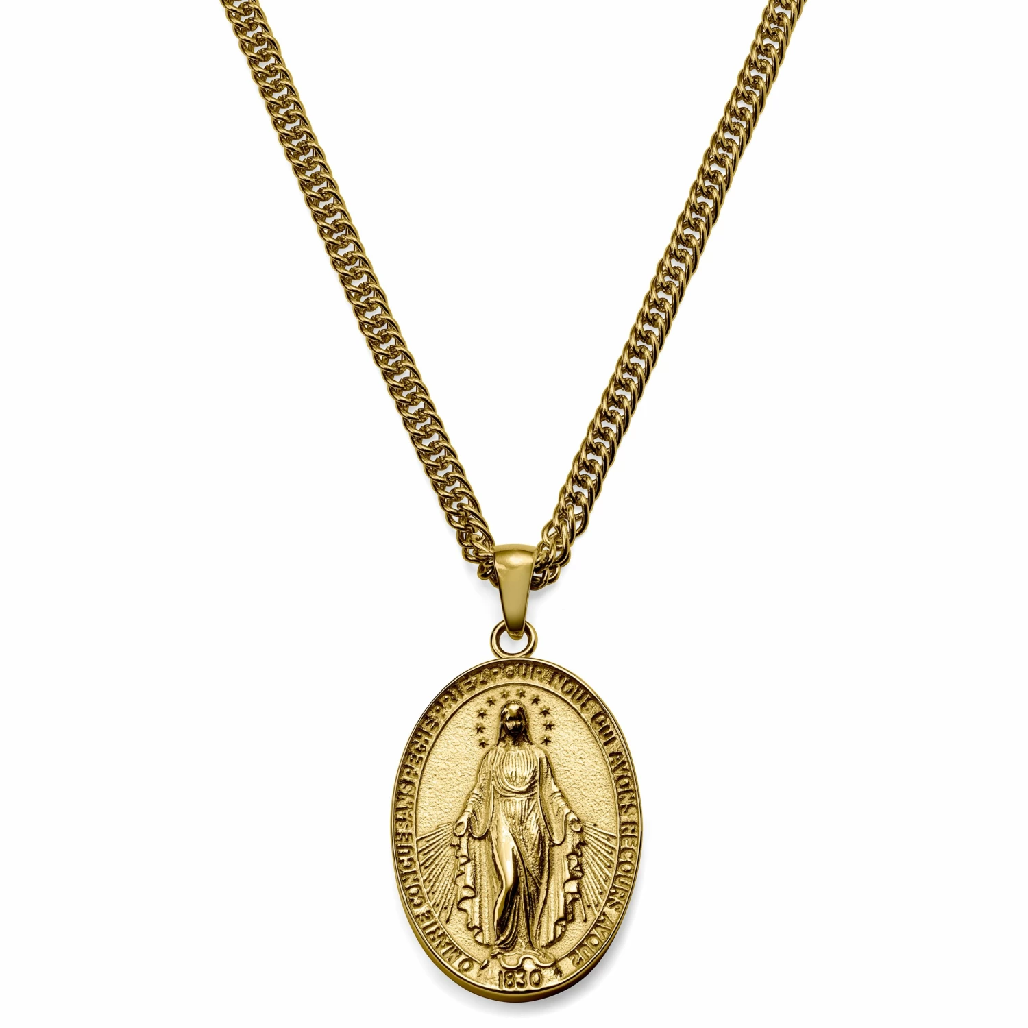 Lucleon Sanctus | Gold-Tone Miraculous Medal Wheat Chain Necklace 3 Lucleon Sanctus | Gold-Tone Miraculous Medal Wheat Chain Necklace