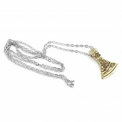 Fort Tempus Silver-Tone Stainless Steel With Gold-Tone Norse Axe Cable Chain Necklace -MEN NECKLACES shop 2 1 84 1 128