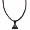 Fort Tempus Brown Leather With Black Stainless Steel Norse Axe Necklace