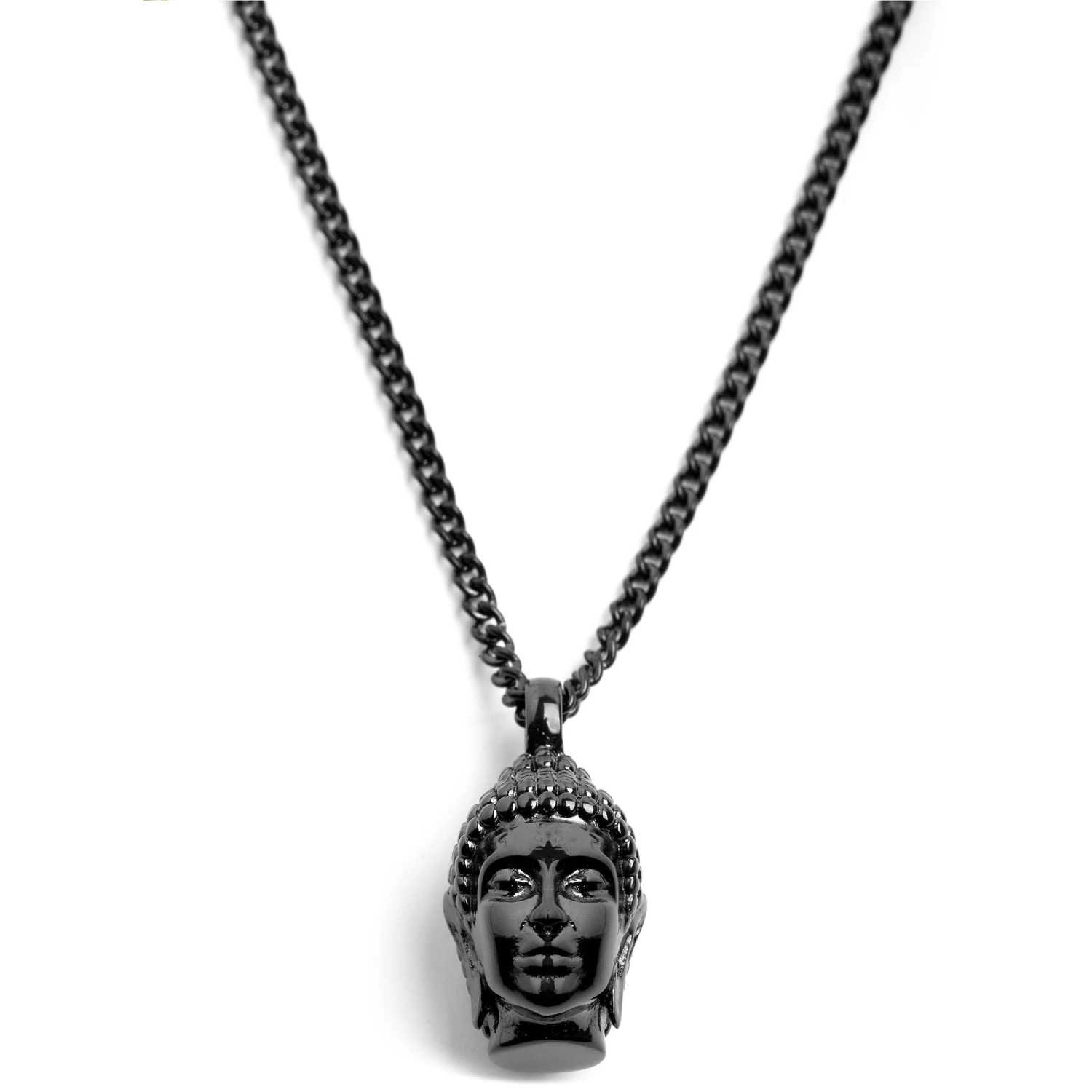Lucleon Iconic | Black Stainless Steel Buddha Curb Chain Necklace 3 Lucleon Iconic | Black Stainless Steel Buddha Curb Chain Necklace