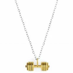 Fort Tempus Silver- & Gold-tone Stainless Steel Dumbell Cable Chain Necklace
