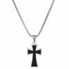 Fort Tempus Silver-Tone & Black Stainless Steel Byzantine Cross Box Chain Necklace -MEN NECKLACES shop 2 1 copy 58