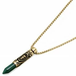 Arkai Rico | Gold-Tone Skull & Green Onyx Bullet Box Chain Necklace -MEN NECKLACES shop 2 2.c4a40fdc3b2222040aee28a7c2cbc9be