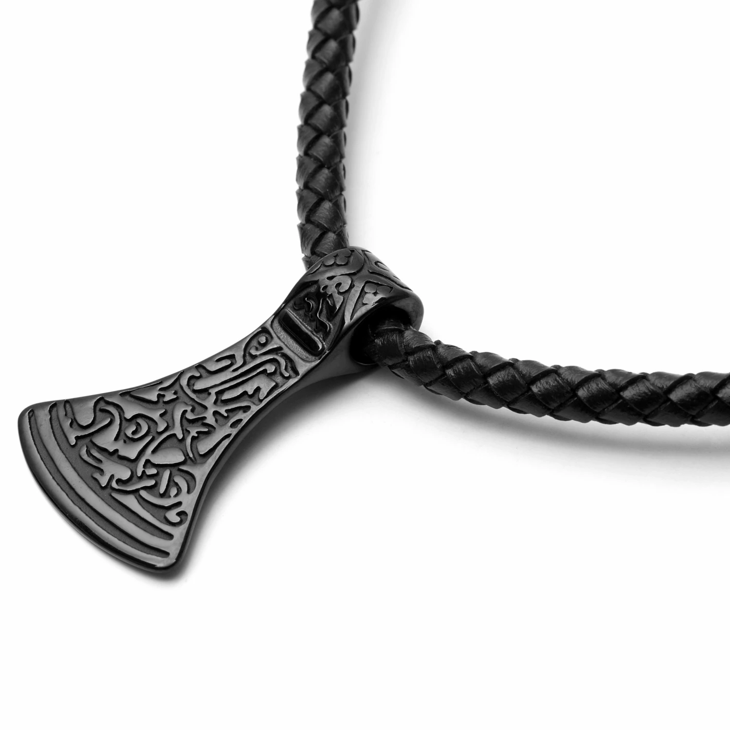 Fort Tempus Black Leather With Black Stainless Steel Norse Axe Necklace 4 Fort Tempus Black Leather With Black Stainless Steel Norse Axe Necklace - Image 2