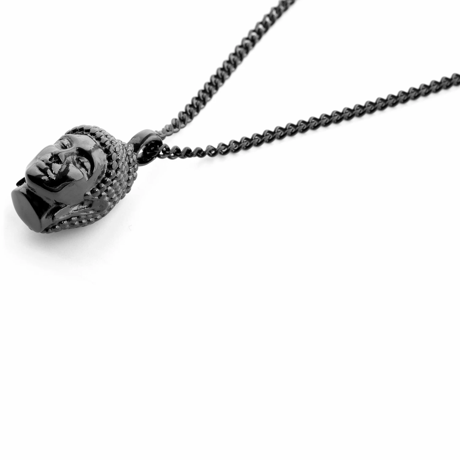 Lucleon Iconic | Black Stainless Steel Buddha Curb Chain Necklace 4 Lucleon Iconic | Black Stainless Steel Buddha Curb Chain Necklace - Image 2