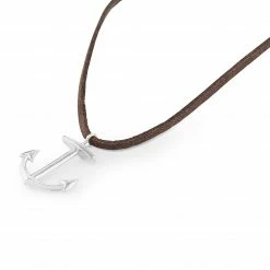 Lucleon Brown Leather With Silver-Tone Stainless Steel Anchor Necklace 9 Lucleon Brown Leather With Silver-Tone Stainless Steel Anchor Necklace -MEN NECKLACES shop 2 2 463