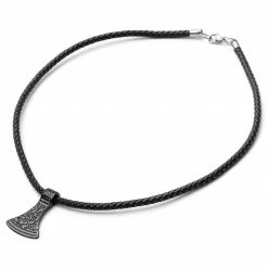 Fort Tempus Black Leather With Black Stainless Steel Norse Axe Necklace 13 Fort Tempus Black Leather With Black Stainless Steel Norse Axe Necklace -MEN NECKLACES shop 2 4 153