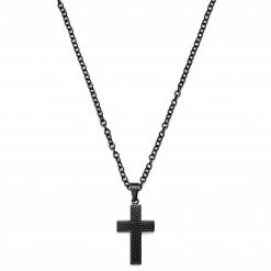 Lucleon Gunmetal Stainless Steel & Black Carbon Fibre Inlay Cross Cable Chain Necklace -MEN NECKLACES shop 20 1863a57e4fc579c5b16cbc314d788eed6