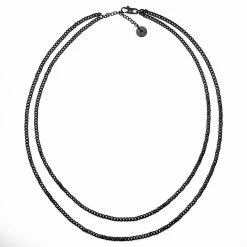Arkai Rico | 3 mm Black Stainless Steel Double Layered Curb Chain Necklace 11 Arkai Rico | 3 mm Black Stainless Steel Double Layered Curb Chain Necklace -MEN NECKLACES shop 20 19eb4312918f4264e87136b2dc457aa11