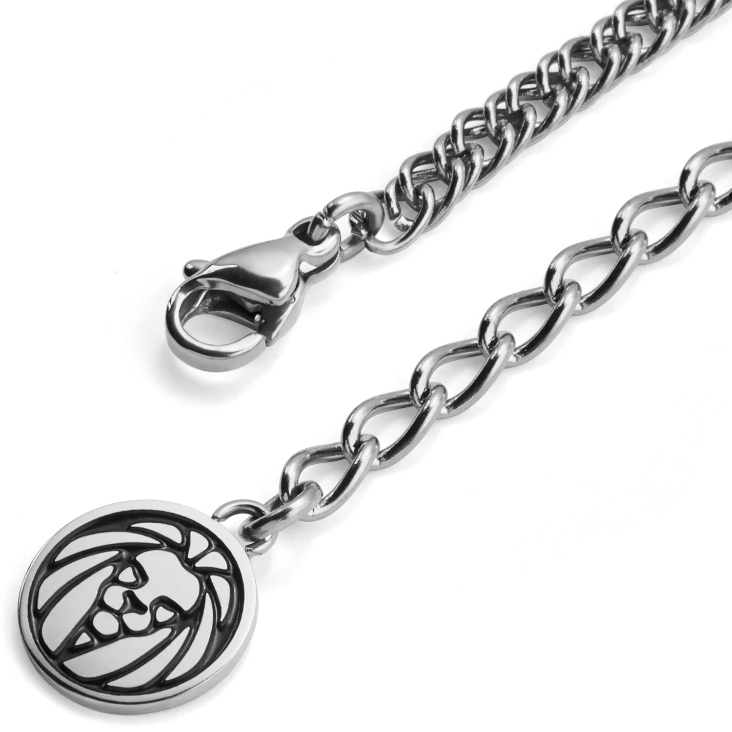 Lucleon Silver-Tone & Black Stainless Steel Viking Anchor Wheat Chain Necklace 6 Lucleon Silver-Tone & Black Stainless Steel Viking Anchor Wheat Chain Necklace - Image 4