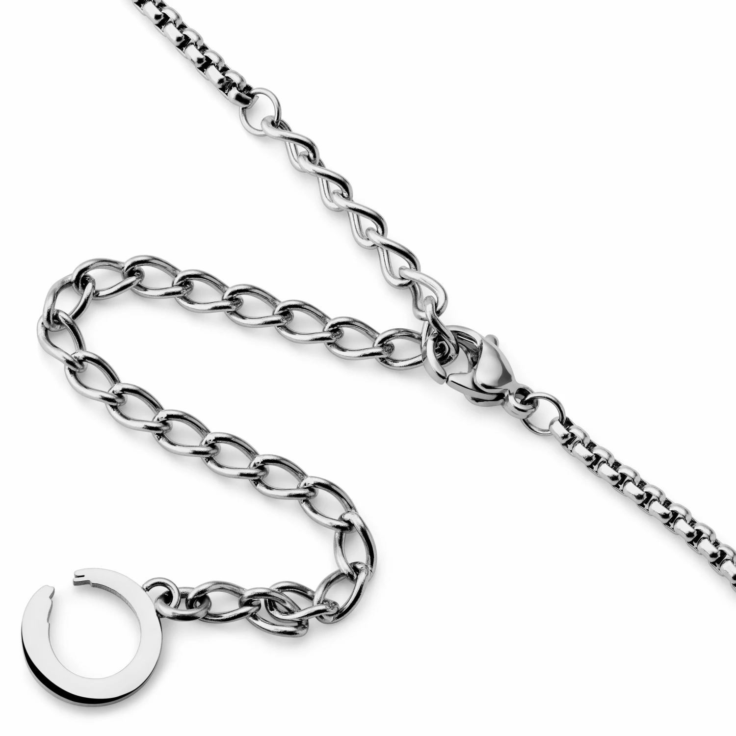 Otsu Egan | Silver-Tone Stainless Steel Feather Wing Box Chain Necklace 8 Otsu Egan | Silver-Tone Stainless Steel Feather Wing Box Chain Necklace - Image 6