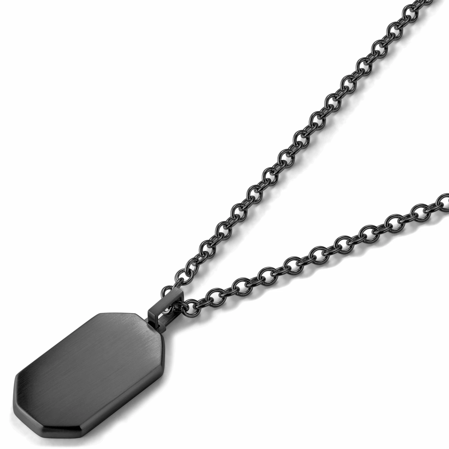 Lucleon Gunmetal Stainless Steel With ID Dog Tag Cable Chain Necklace 4 Lucleon Gunmetal Stainless Steel With ID Dog Tag Cable Chain Necklace - Image 2