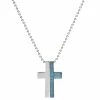 Fort Tempus Silver-Tone & Blue Stainless Steel Cross Ball Chain Necklace -MEN NECKLACES shop 21 1 copy 8