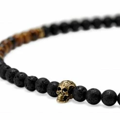 Arkai Rico | Gold-Tone With Lava Rock & Brown Tiger's Eye Necklace Set -MEN NECKLACES shop 21 224703b857eace6db929ee67e202298a7