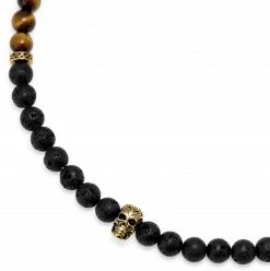 Arkai Rico | Gold-Tone With Lava Rock & Brown Tiger's Eye Necklace Set -MEN NECKLACES shop 21 3c986a30dcf551615e2e10753b63910a5