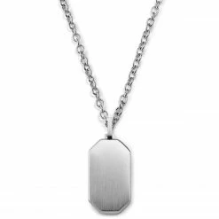 Lucleon Silver-Tone Stainless Steel With ID Dog Tag Cable Chain Necklace