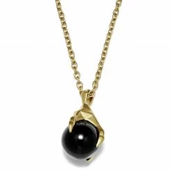 Moody Mason Gold-Tone Claw & Black Agate Stone Cable Chain Necklace