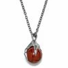 Moody Mason Silver-Tone Stainless Steel Claw & Red Jasper Stone Cable Chain Necklace -MEN NECKLACES shop 21465 01