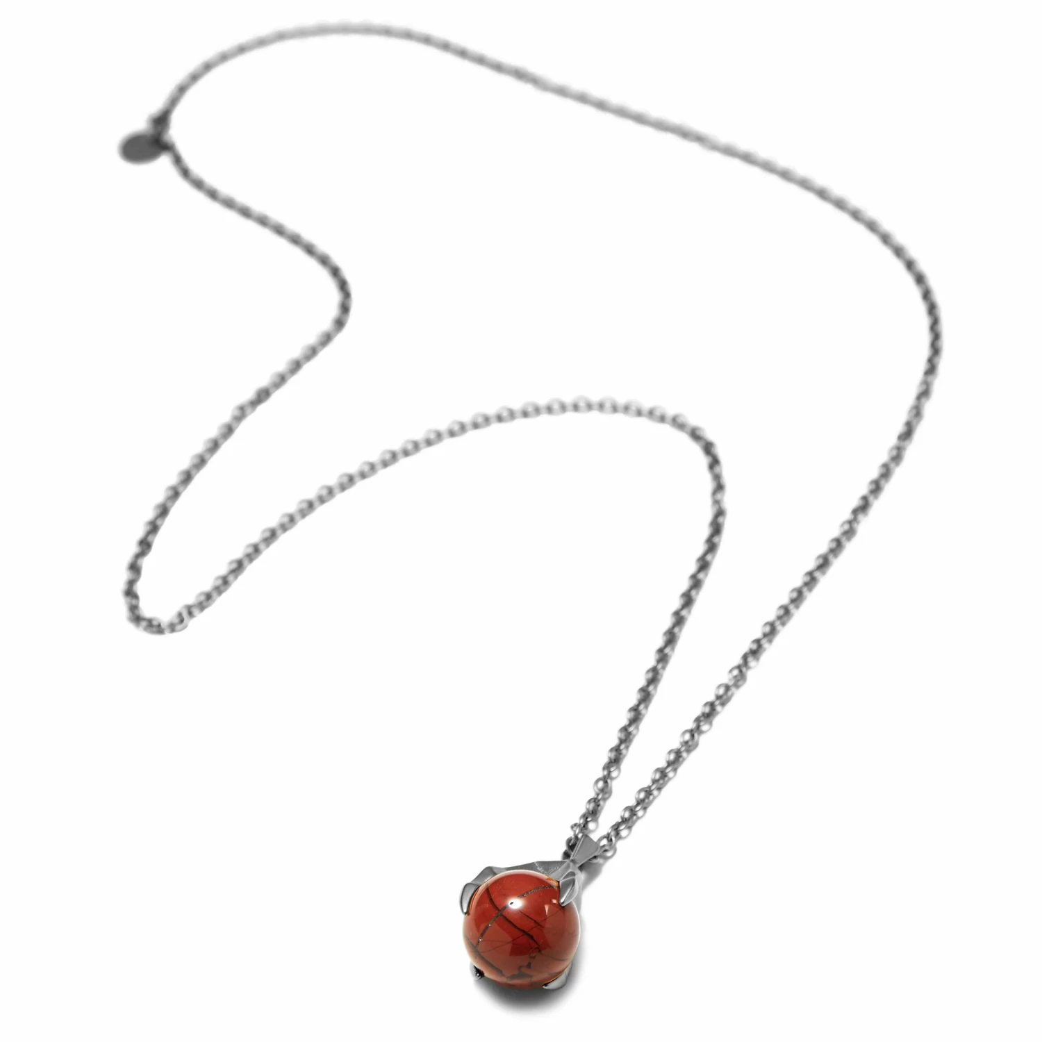Moody Mason Silver-Tone Stainless Steel Claw & Red Jasper Stone Cable Chain Necklace 5 Moody Mason Silver-Tone Stainless Steel Claw & Red Jasper Stone Cable Chain Necklace - Image 3