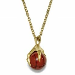 Moody Mason Gold-Tone Claw & Red Jasper Stone Cable Chain Necklace