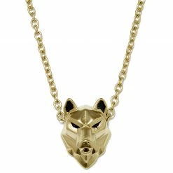 Moody Mason Gold-Tone With Wolf Head Cable Chain Necklace
