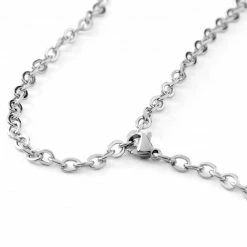 Fort Tempus Silver-Tone & Black Stainless Steel Modern Cross Cable Chain Necklace -MEN NECKLACES shop 22 5 copy 2