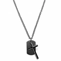 Lucleon Gunmetal Stainless Steel Dog Tag & Cross Cable Chain Necklace 9 Lucleon Gunmetal Stainless Steel Dog Tag & Cross Cable Chain Necklace -MEN NECKLACES shop 23 14d17d916e07f3f79ee218ad9fcbc6b41