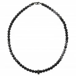 Arkai Rico | Black Stainless Steel Box Chain & Lava Rock/Snowflake Obsidian Necklace Set 12 Arkai Rico | Black Stainless Steel Box Chain & Lava Rock/Snowflake Obsidian Necklace Set -MEN NECKLACES shop 24 107dbbd907abb54ee3a4522251fb51e21