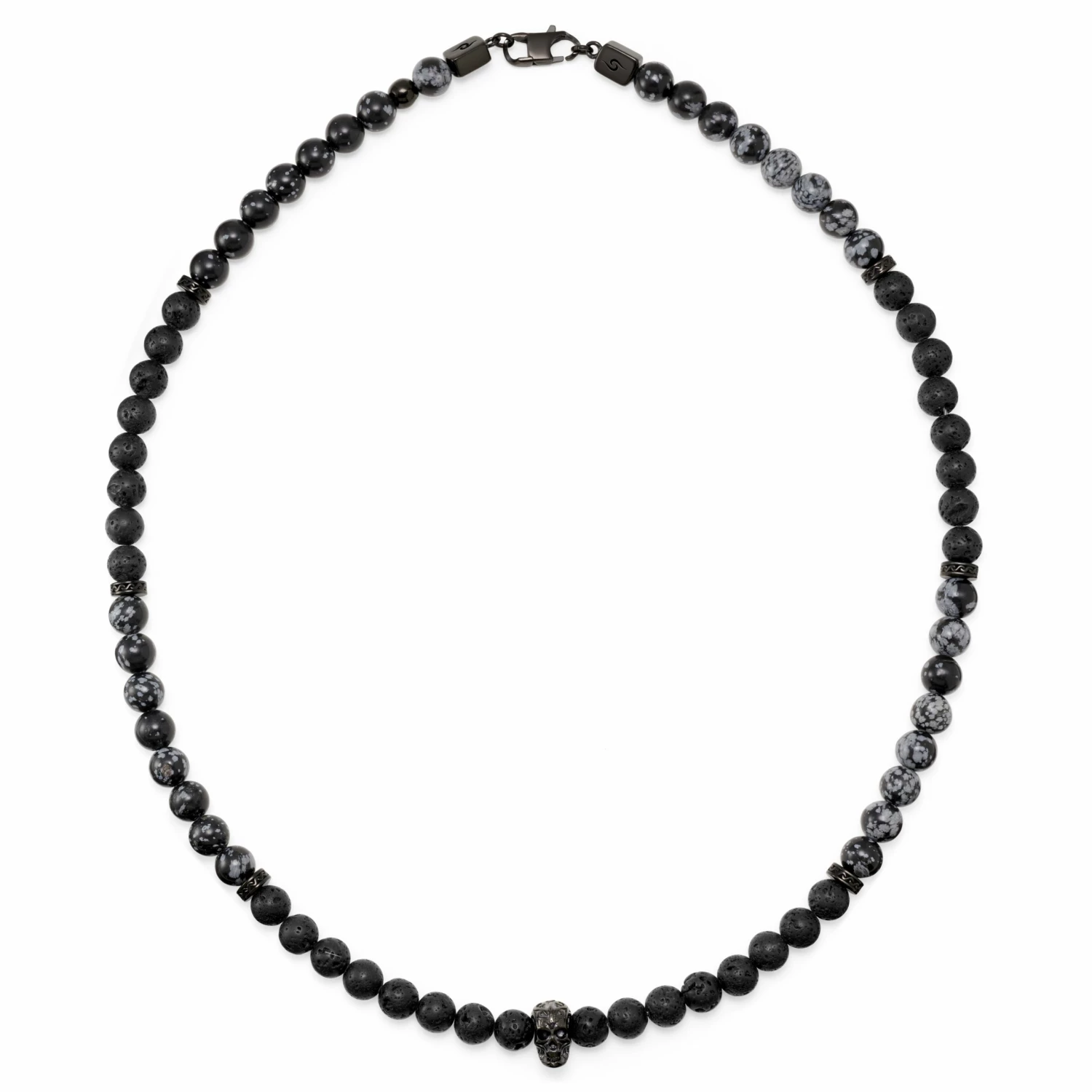 Arkai Rico | Black Stainless Steel Box Chain & Lava Rock/Snowflake Obsidian Necklace Set 7 Arkai Rico | Black Stainless Steel Box Chain & Lava Rock/Snowflake Obsidian Necklace Set - Image 5
