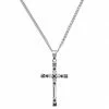 Lucleon Silver-Tone Stainless Steel & Black Zirconia Cross Wheat Chain Necklace -MEN NECKLACES shop 24274 7 1