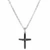 Fort Tempus Silver-Tone & Black Stainless Steel Modern Cross Cable Chain Necklace -MEN NECKLACES shop 25 1 copy 7