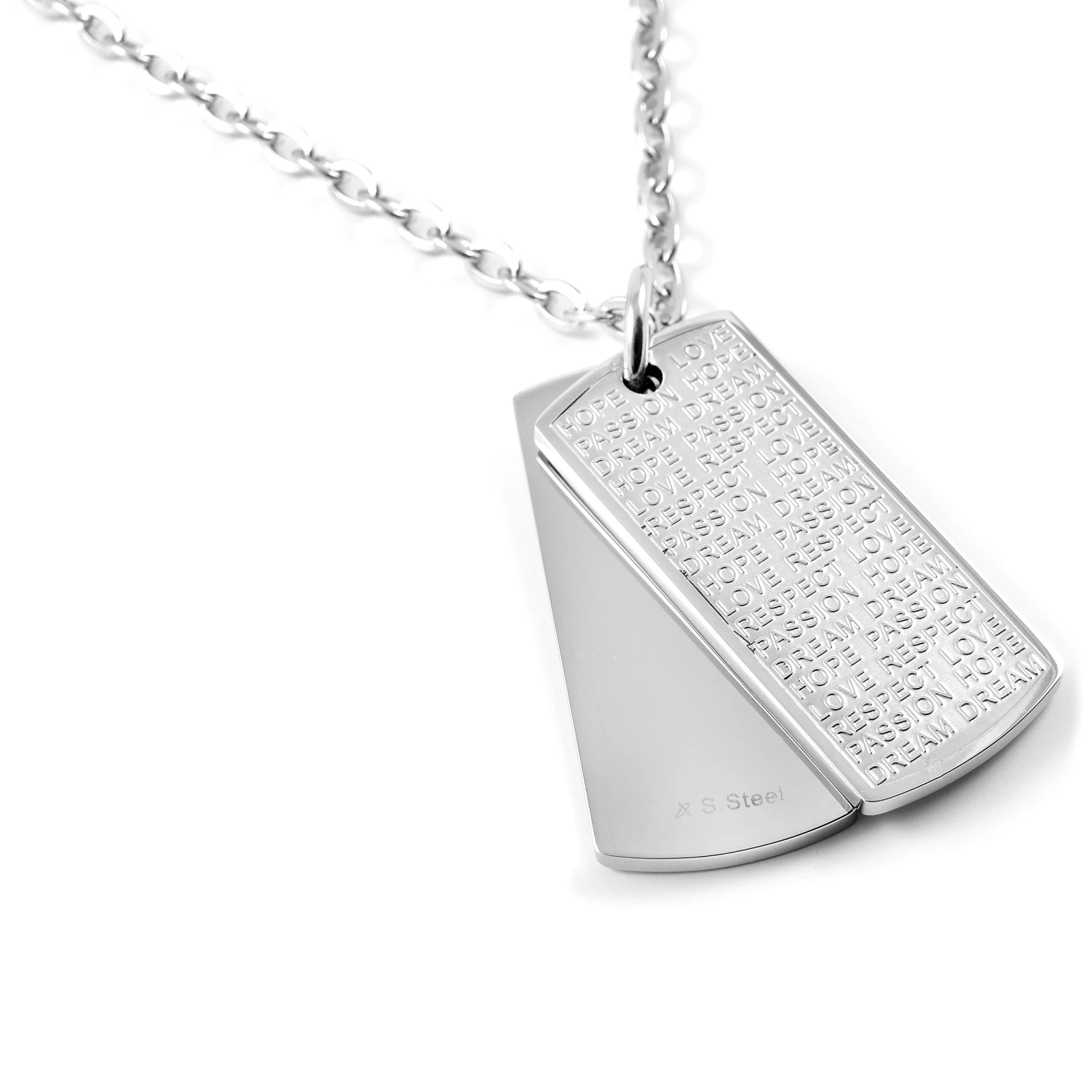 Lucleon Silver-Tone Stainless Steel Motivational Dog Tag Cable Chain Necklace 4 Lucleon Silver-Tone Stainless Steel Motivational Dog Tag Cable Chain Necklace - Image 2